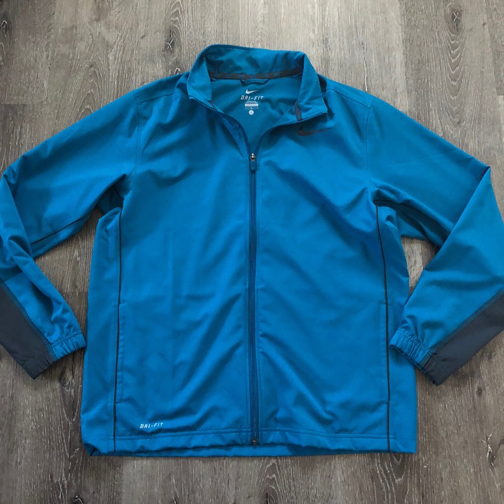 Nike Men's Dri Fit‎ Teal Blue Full Zip Pockets Athleisure Jacket Sz L